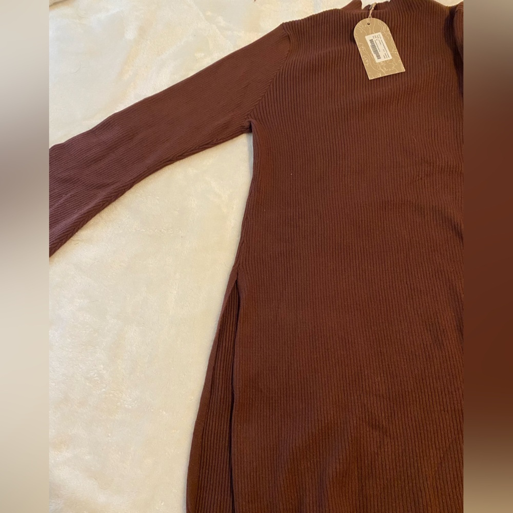 Meshki Brown Ribbed Knit Sweater